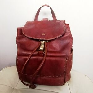 The Bridge Brown Thick Leather Unlined Backpack Bag Preppy Heritage